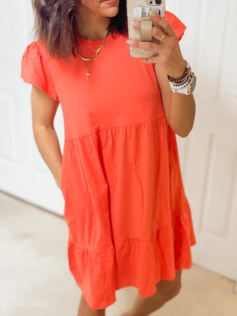 Time and Tru Coral pink Short Sleeve Tshirt dress